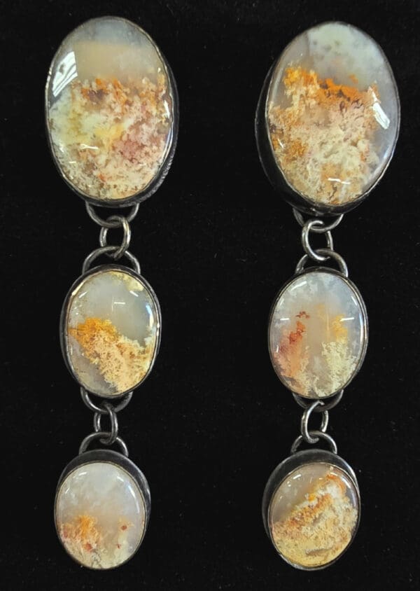 Regency Rose Plume Agate Earrings