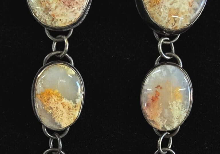 Regency Rose Plume Agate Earrings